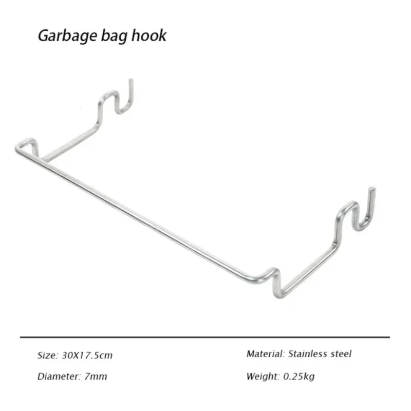 Camping IGT Stainless Steel Hanging Rack, Side Storage Shelf, Garbage Bag, Paper Hook Buckles, Table Accessories, 1 0.5