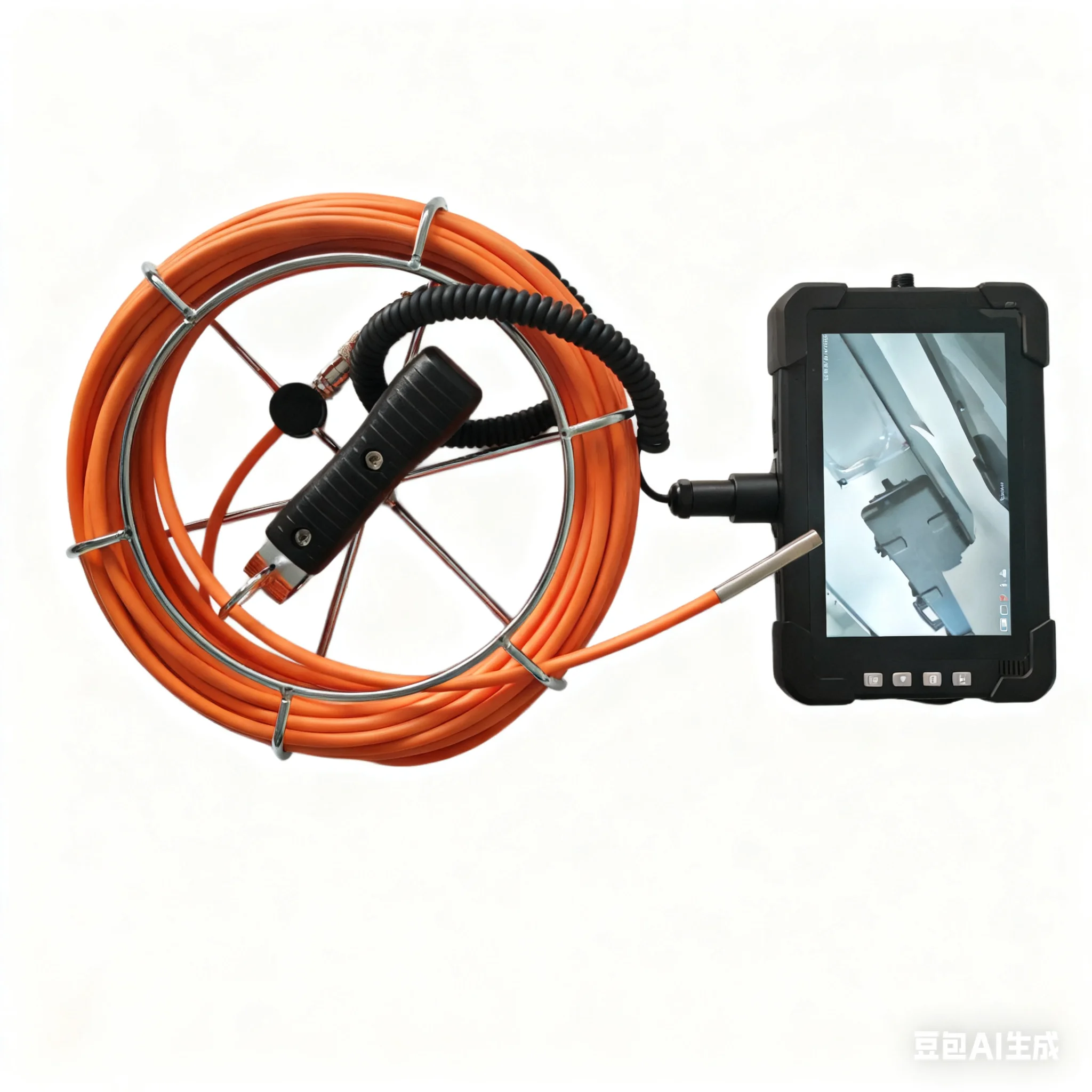 Cámara endoscópica de inspección de pozo de 7 pulgadas, 4K, 8MM, Cable de empuje de 20M
