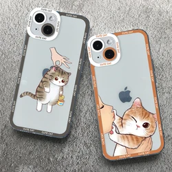 Funny Cute Cartoon Cat Phone Case For iPhone 16 15 14 13 12 11 Pro Max Mini XS X XR SE2020 7 8 Plus Transparent Clear Soft Cover