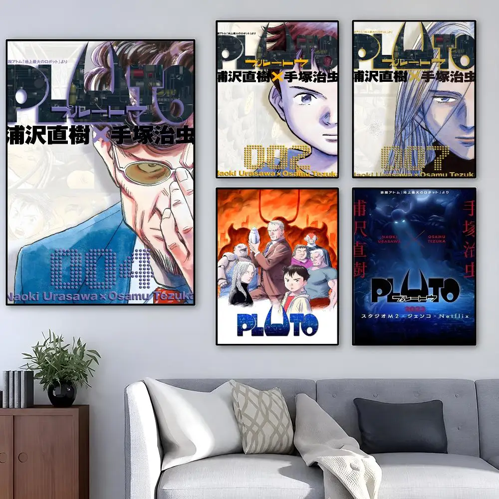 Anime PLUTO Naoki Urasawa Gesicht Poster Pop Wall Art PP Decorative Water-Resistant Print Apartment Dorm Office Room Decor Gift