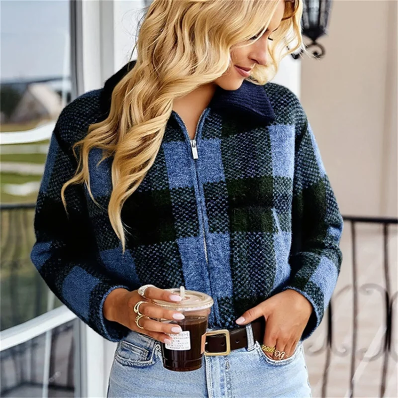 

2025 Autumn New Fashion Elegant Party Casual British Plaid Knit Jacket