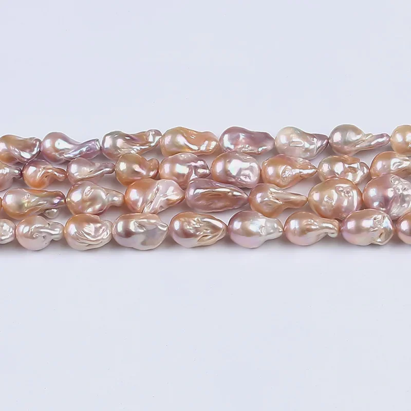 

Wholesale pink 15-18mm loose necleated baroque edison freshwater pearl beads strands