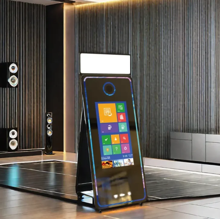 

Hot Selling 70-Inch Touch Screen Mirror Photo Booth For Weddings Packed In Flight Case Shooting Tools-Camera Made Durable Metal