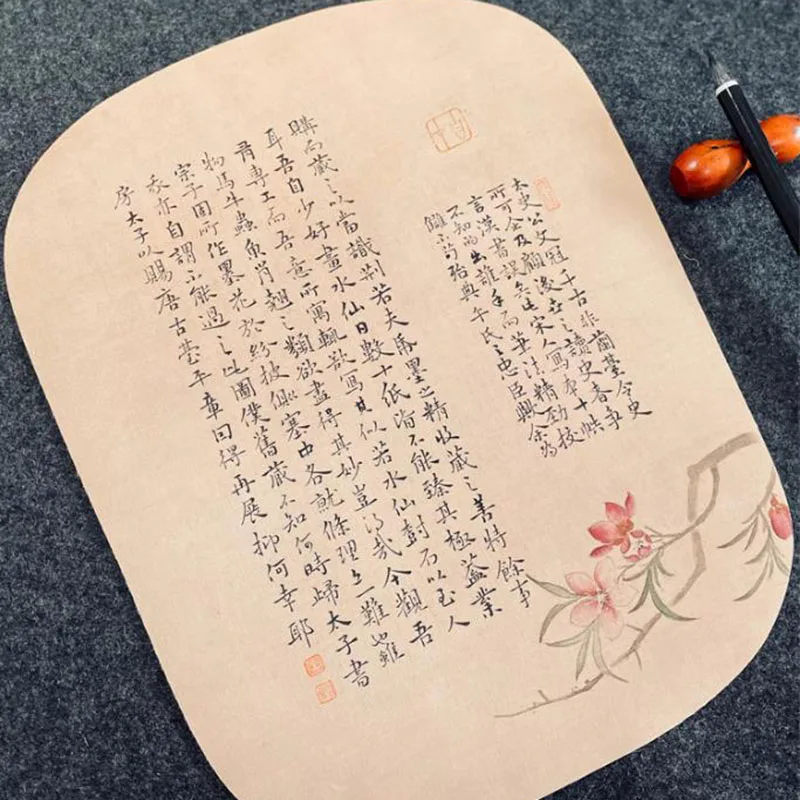 10-sheets-premium-chinese-calligraphy-fan-paper-antique-silk-rice-paper-for-small-regular-script-30cm-art-painting-paper