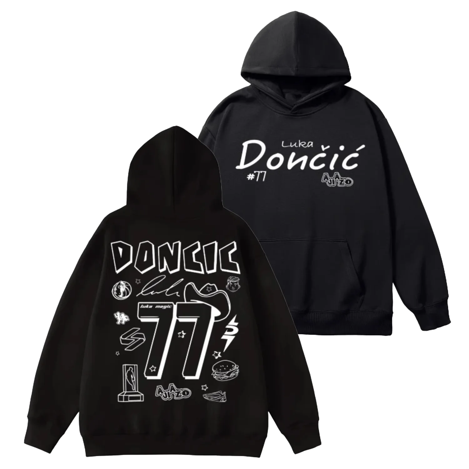 

[XNF Official Store]320 Of Grams Heavy Cotton!Doncic Hand-painted Printed Hoodie Trend Warm Thick Fleece Men's Women's Tops
