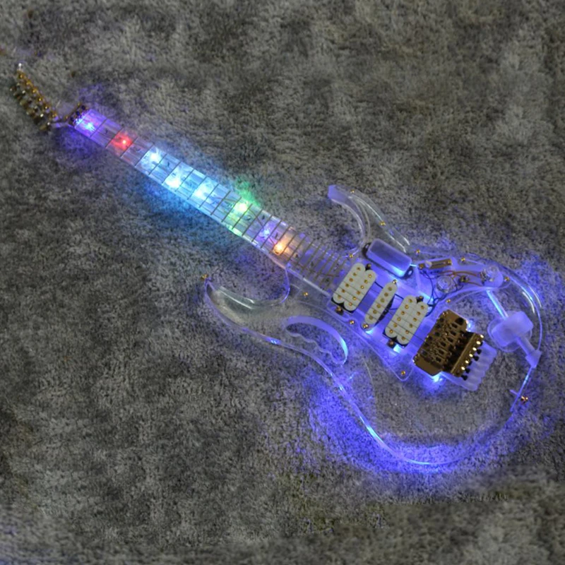 

Good quality acrylic electric guitar with colour LED light electricas electro electrique guitare guiter guitarra gitar guitars