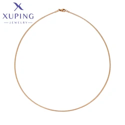 Xuping Jewelry Trendy Style Simple Charm Choker Chain Gold Color Necklace for Women Ladies 45cm Jewellery Gift X000787317