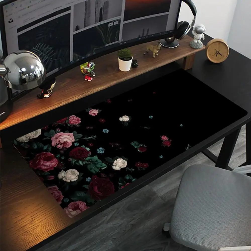 

Flowers in the Dark NightMouse Pad Oversized lock edge mouse pad for gaming computer keyboard and desk