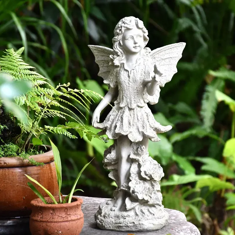 Outdoor Resin Angel Girls Character Statue Decoration Garden Landscape Sculpture Ornaments Courtyard Villa Figurines Crafts Art