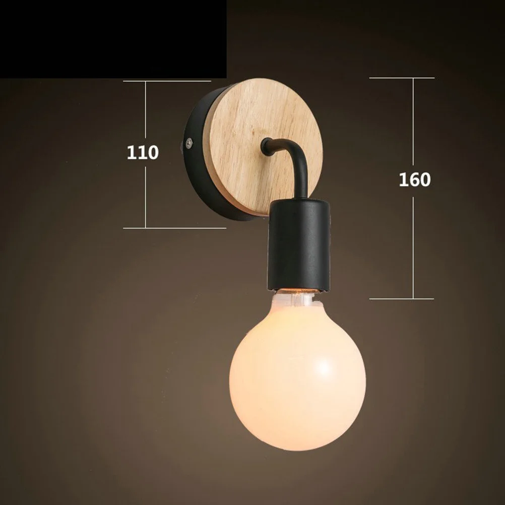 

2Pcs Wooden LED Wall Light Modern Design Bedroom Living Room Corridor Lamp Black No Bulb Included Wooden Wall Lamp