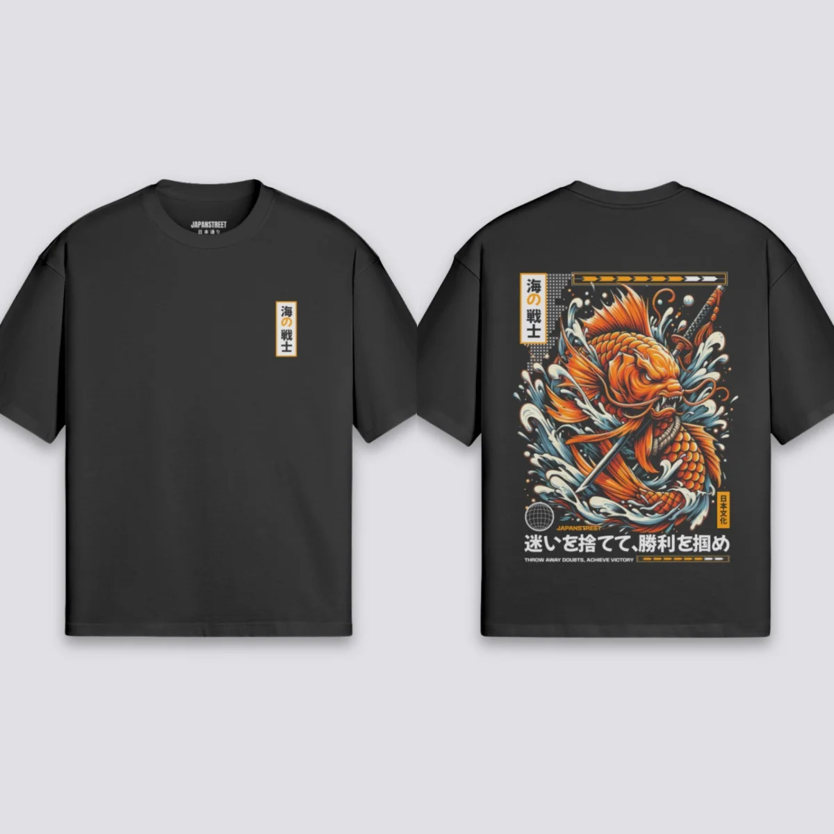 T-shirt graphique japonais 2026 Koi – Vêtement japonais imprimé de luxe haut de gamme, style unisexe pour hommes et femmes