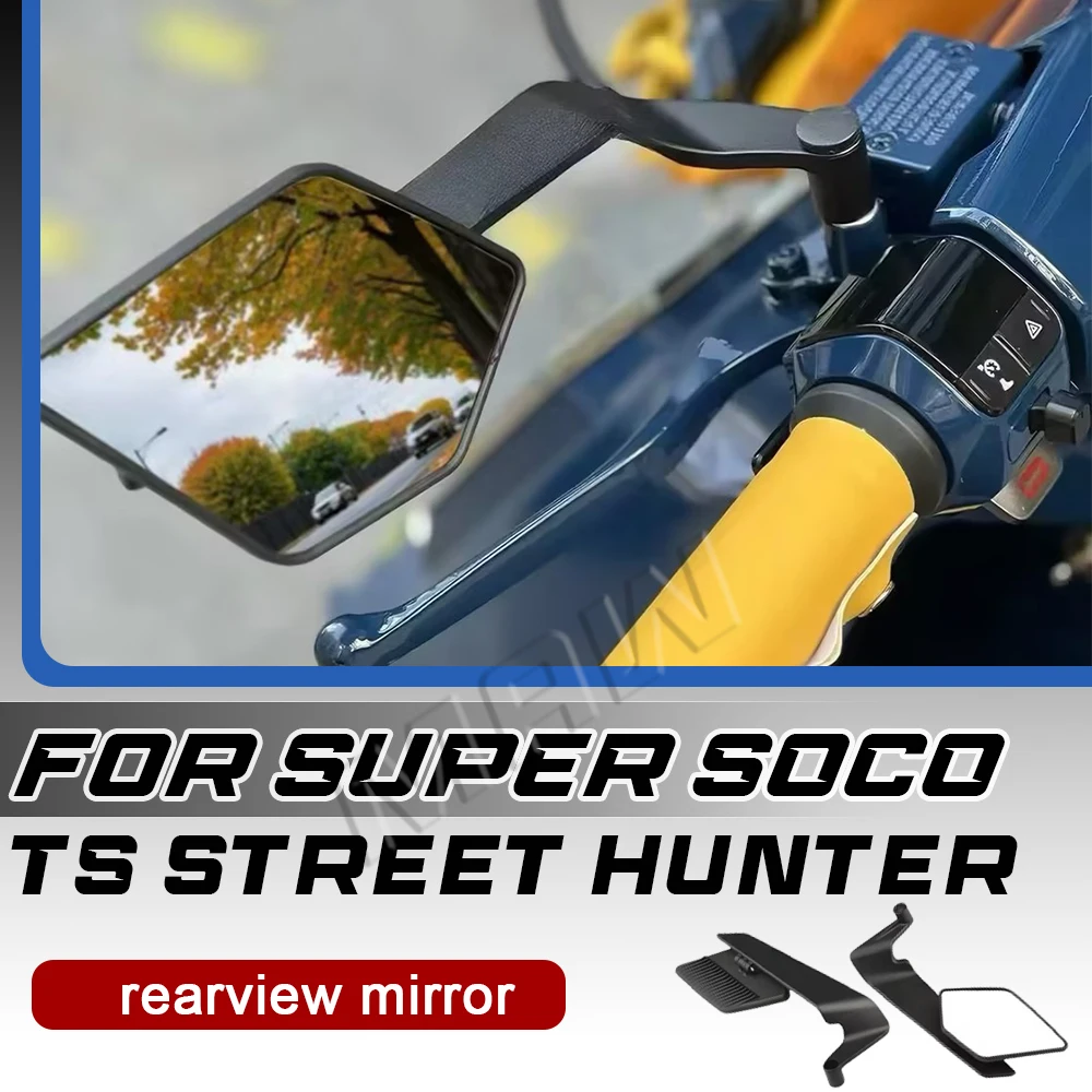 Modified Rotatable Rearview Mirror With Winglet Fit Super Soco TS Street Hunter, Mirror Base Mount Spoiler Mod Accessories