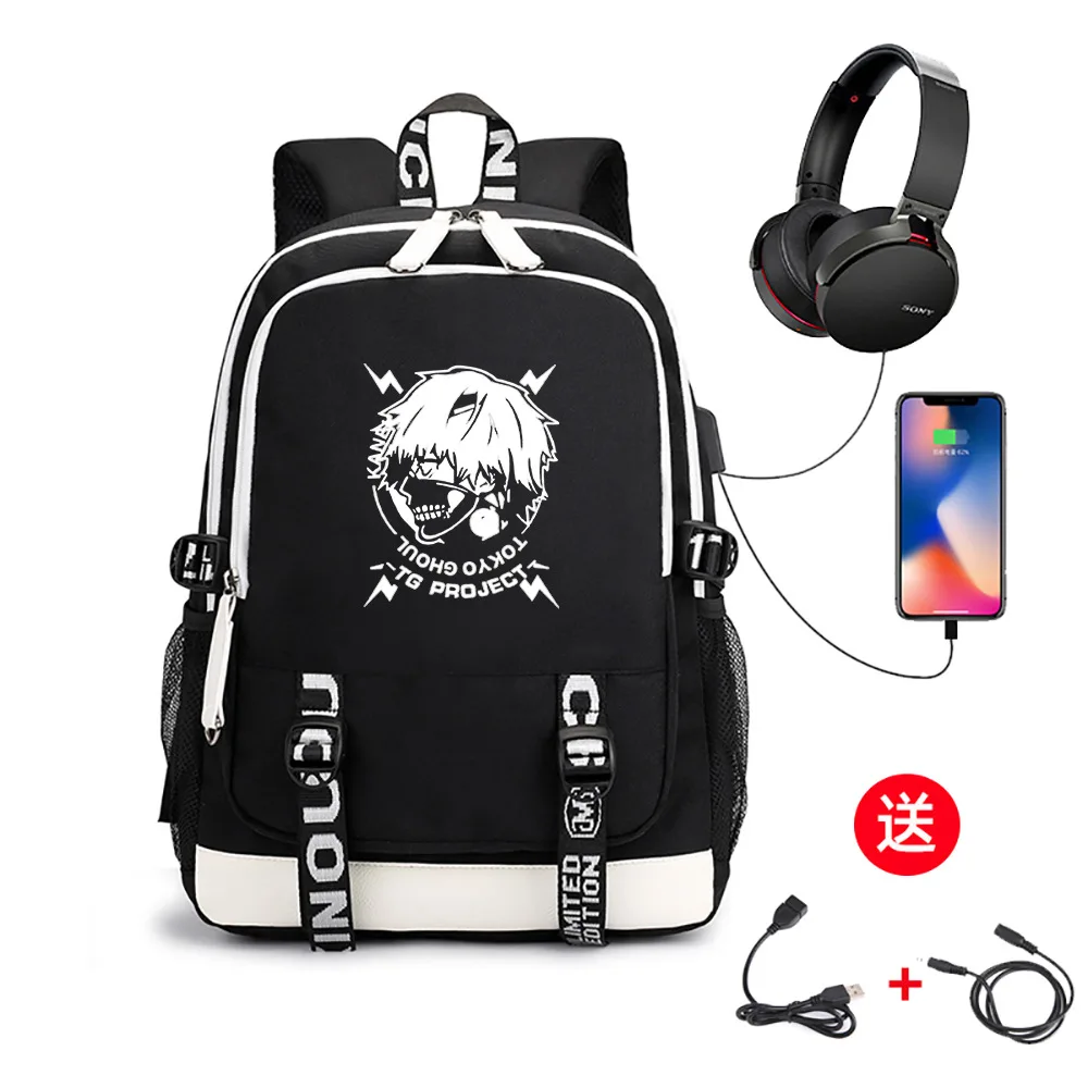 أنيمي طوكيو الغول على ظهره الأطفال سعة كبيرة الحقائب المدرسية Kaneki كين الكرتون حقيبة سفر كمبيوتر محمول الرجال حقيبة الظهر