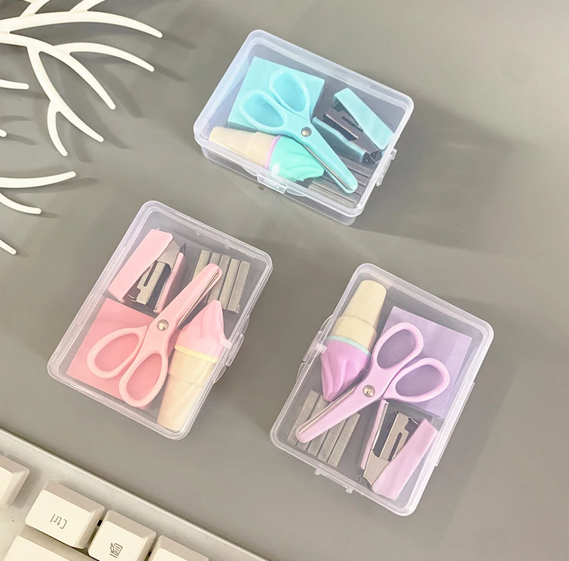 5 Pieces/Macaron Colorful Cute Creative Stationery Set, Including Mini Staplers, Tape, Staples, Notebooks, Markers.