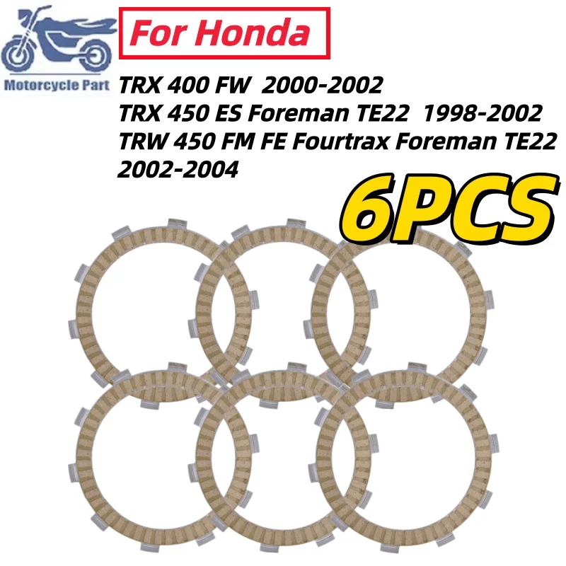 Motorcycle Friction Clutch Disc Plates Kit for Honda TRX400 TRX 400 FW TRX450 TRX 450 ES Foreman TE22 TRW450 TRW 450 1998-2004