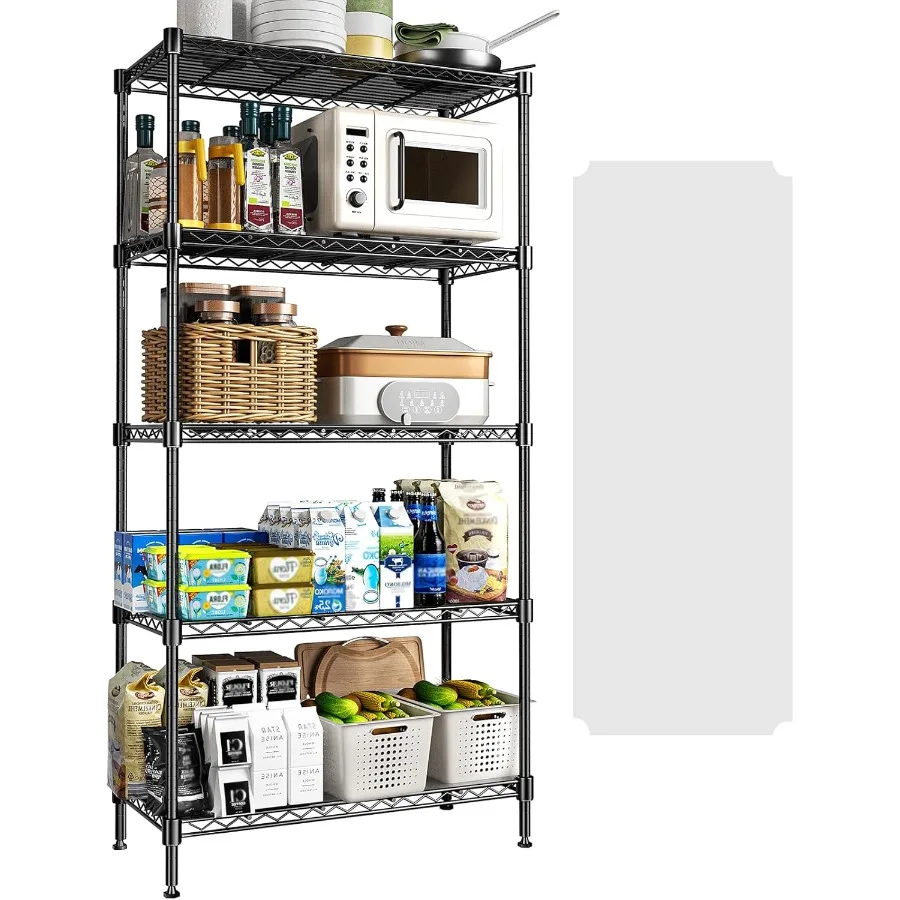 

72 H Heavy Duty 5 Tier Wire Shelving with Shelf Liners for Garage Pantry Kitchen Storage Adjustable Metal Rack 35 W x 16 D x 72