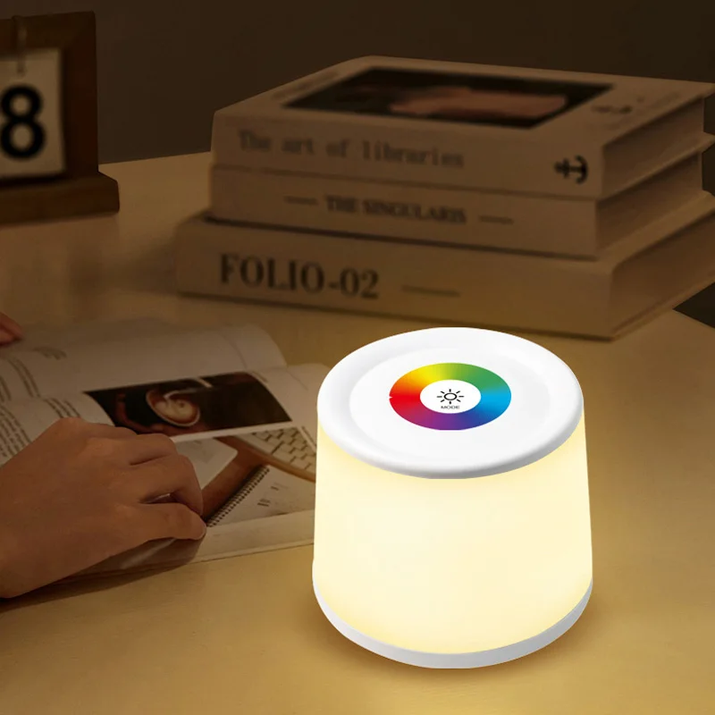 Lampka nocna LED przenośny stolik nocny sterowanie dotykowe lampki do spania do sypialni ładowalna lampka nocna USB atmosfera
