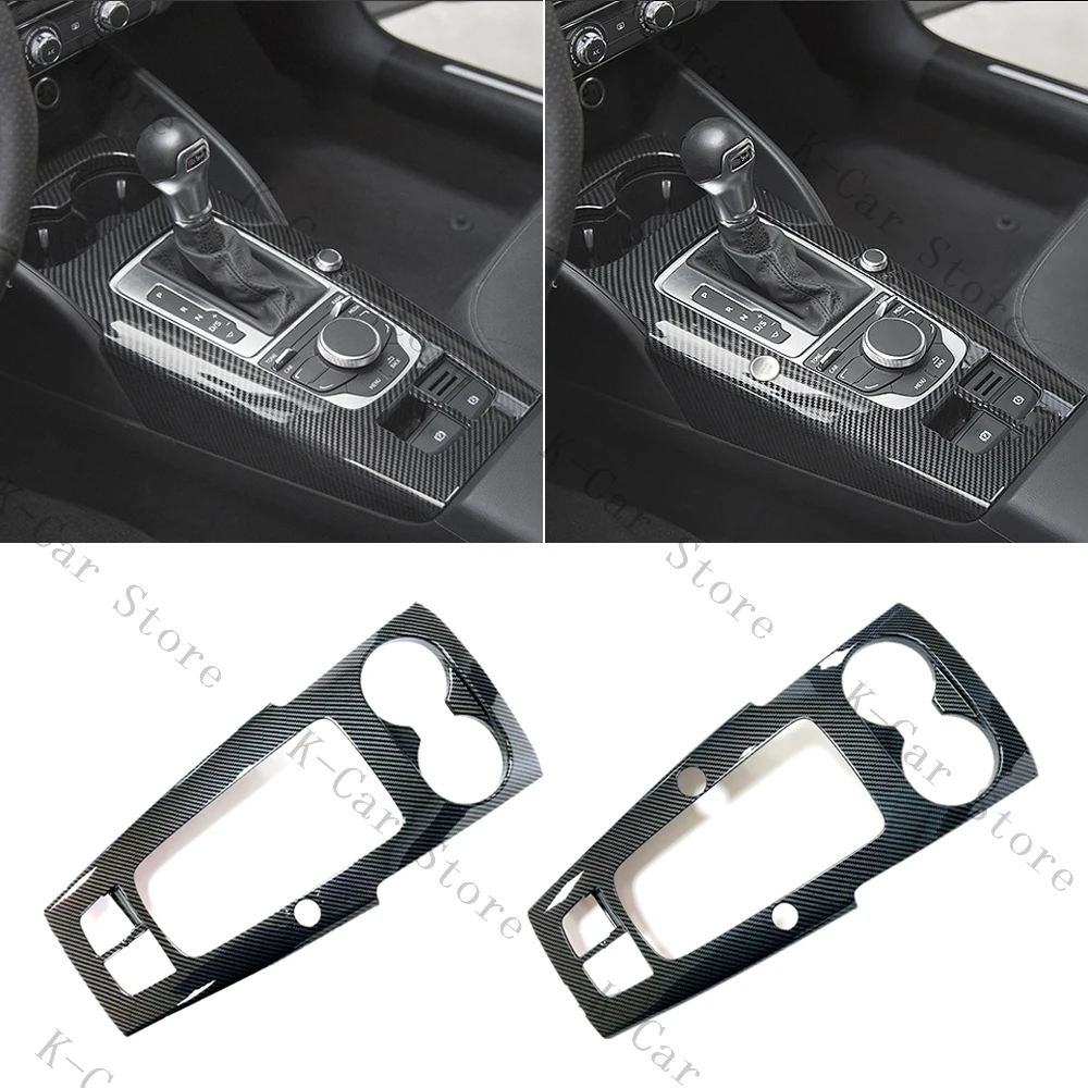 Car Center Console Gear Shift Panel Decoration Sticker Trim For Audi A3 8V 2014-2018 LHD ABS Carbon Fiber Color