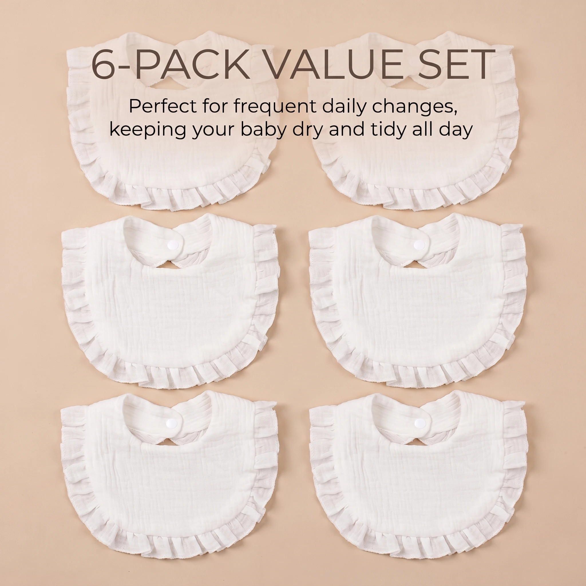 6pcs European and American style new ruffle baby bibs, children's lace gauze bibs and bibs, cute newborn supplies