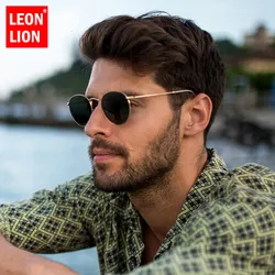 Leondiscuting-Lunettes de soleil rondes rétro pour hommes et femmes, lunettes vintage, lunettes de soleil de luxe, petit, mode, 2023