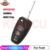 KEYECU 2 Buttons 5WK50165 434MHz FSK 4D63 Chip Flip Remote Key For Ford Ranger 2011 2012 2013 2014 2015 For Mazda BT50 5WK50166
