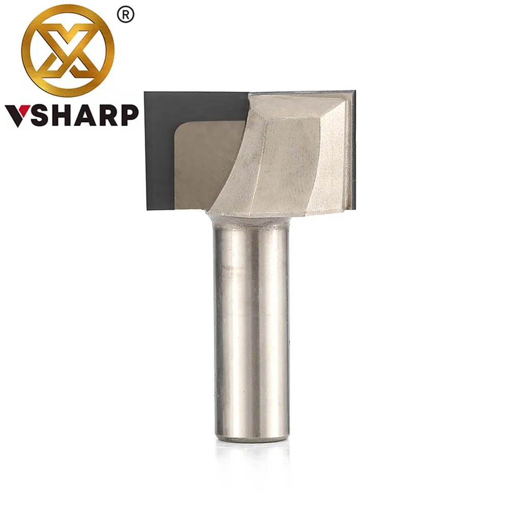 Vsharp-Carpintaria Cortador, Slotter Machine, CNC Engraving Tool, PCD Router Bit, Limpeza De Diamante, Bottom End Moinho, 1/2 Shank