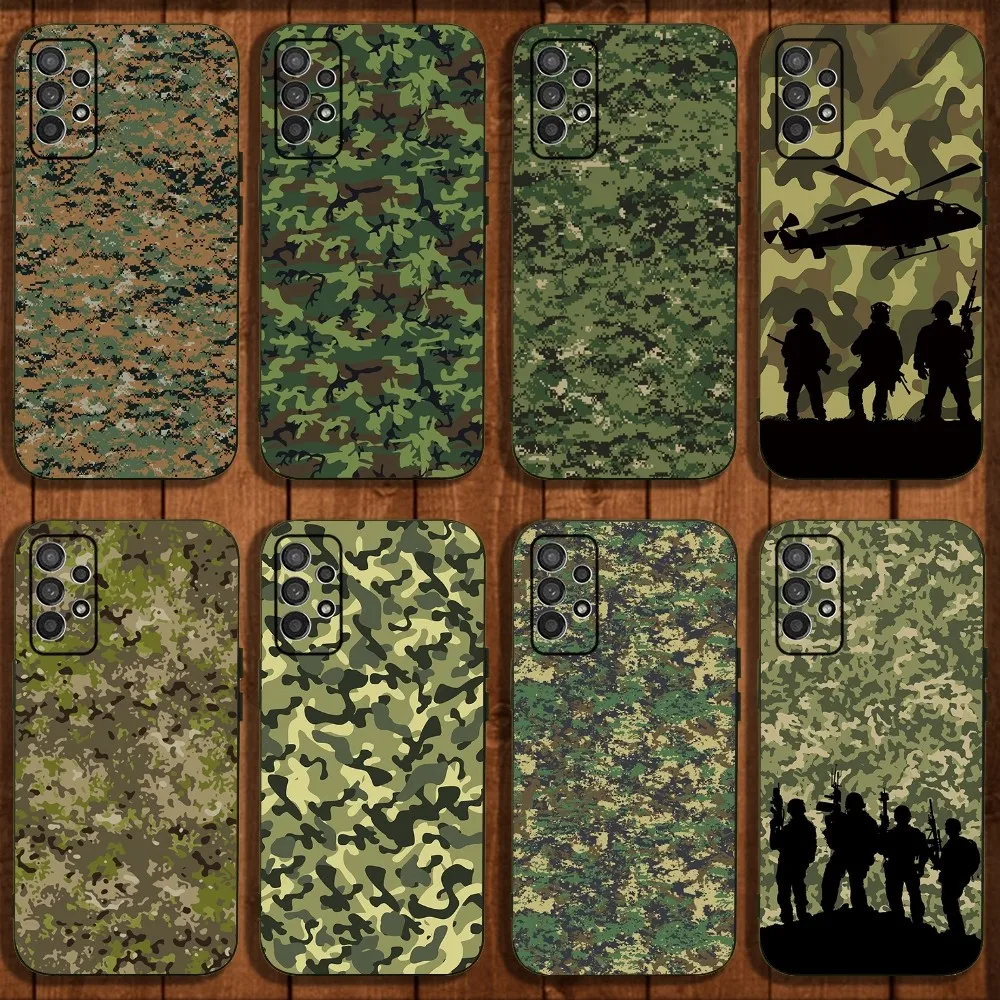 Camouflage Military Phone Case For Samsung Galaxy A13,A21s,A22,A31,A32,A52,A53,A71,A80,A91 Soft Black Cover