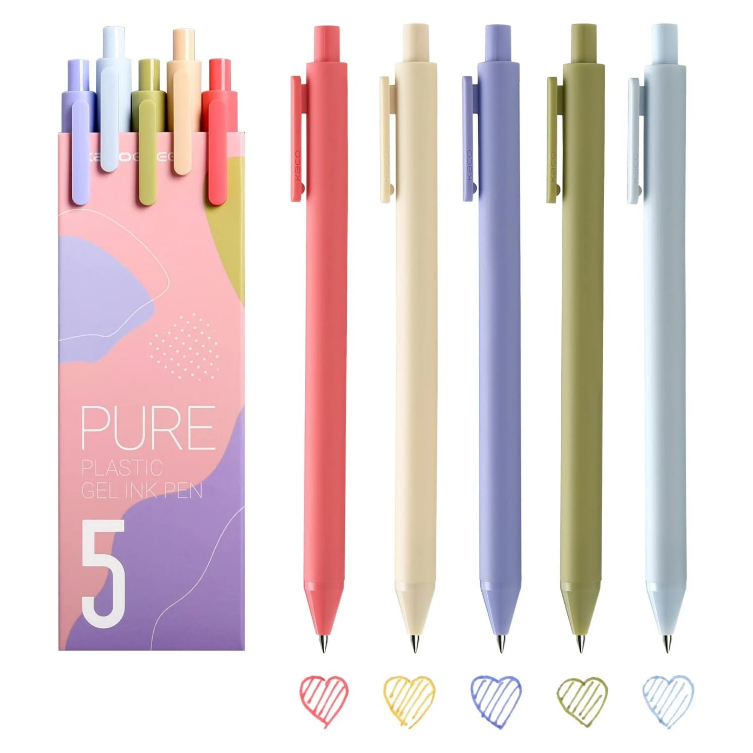 

5 высококачественных однотонных гелевых ручек, тонкий наконечник 0,5 мм с цветными чернилами, подходит для рисования, рисования, мелирования, школьных и художественных принадлежностей