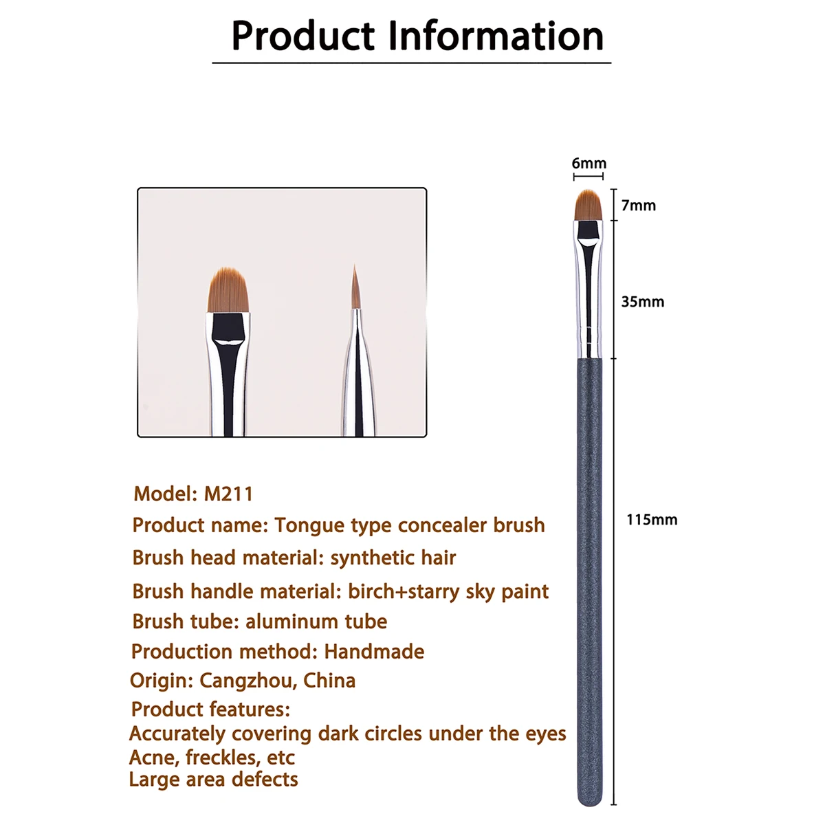 Tongue Shaped Ultra-thin Concealer Makeup Brushes Professional Small Concealer Brush Foundation Liquid Concealer Makeup Tool