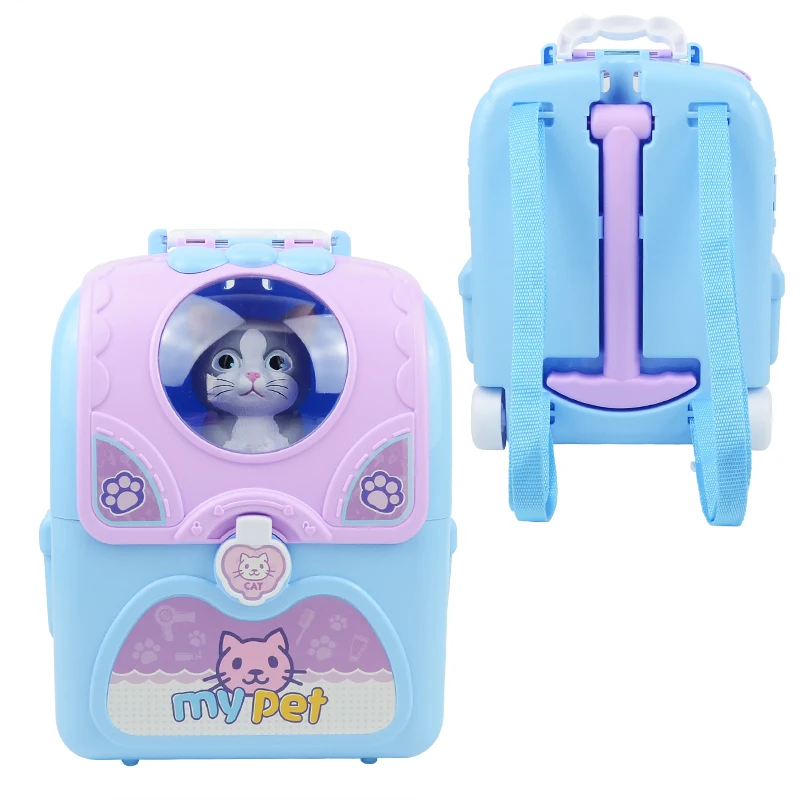 Children Play House Pet Backpack Toy Set Simulation Cat Dog Inject Doctor Pretend Play Toys For Boys Girls Kids Birthday Gifts