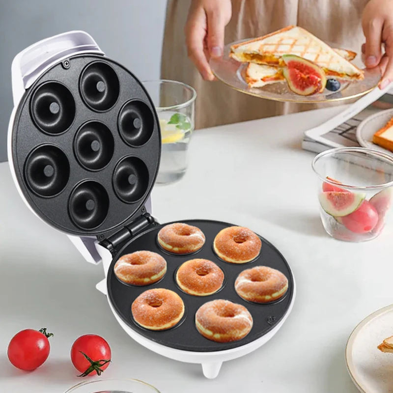 1200W Electric Donut Maker Breakfast Machine Non-Stick 7 Holes Doughnut Makers for Kids Household Multi-Functional Cake Machine