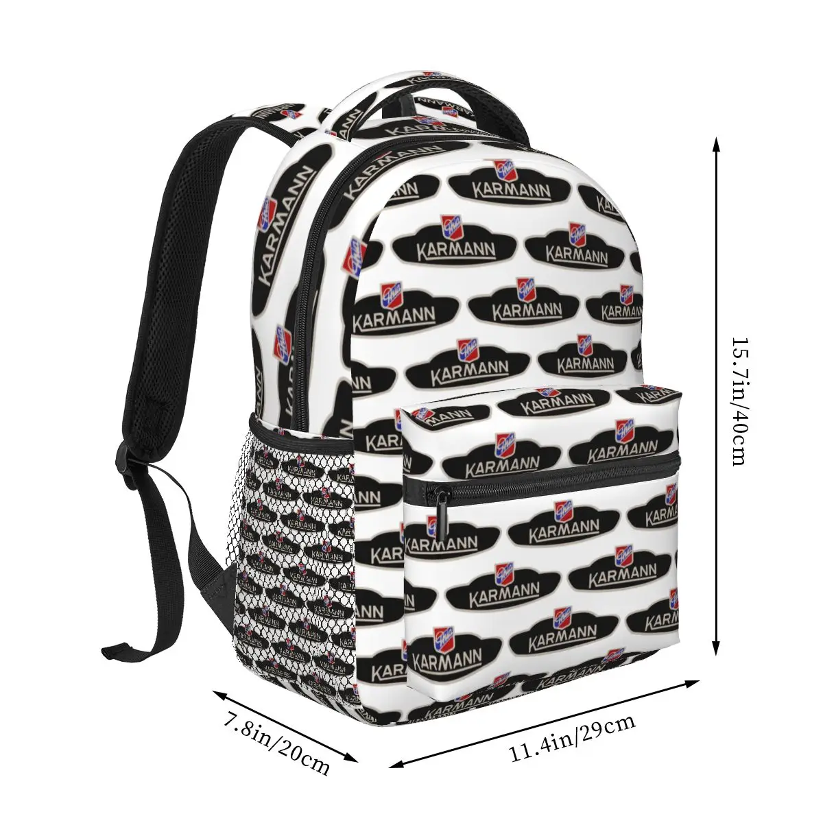 Karmann Ghia Emblem Student Backpack School Bag Hiking Travel Daypack for Men Women Fashion Bookbag Shoulder Bags