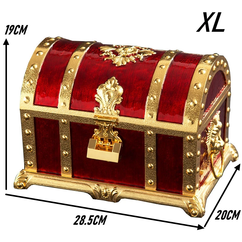 

Europe Metal XL size Jewelry Storage Box Jewelry desktop organizer Treasure Chest 2 Layers Jewelry Case for home drcoration Z107