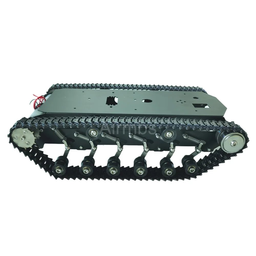 Chassis Robot Mobil Crawler Suspensi Logam Beban Aktual 12KG dengan Peredam Kejut, Motor DC 12V 2WD