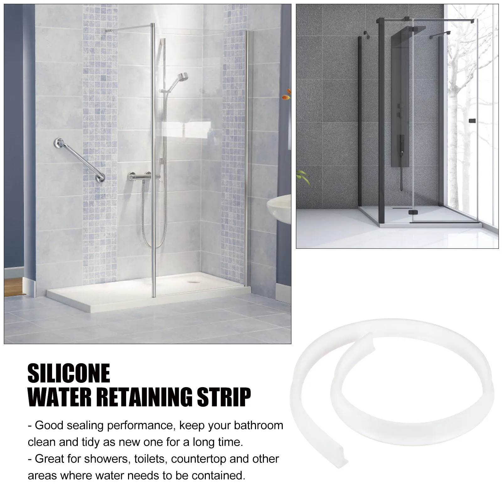

Silicone Water Retaining Strip Premium Self-Adhesive Bathroom Waterproof Seal for Shower Toilet Kitchen Countertop Water Guard