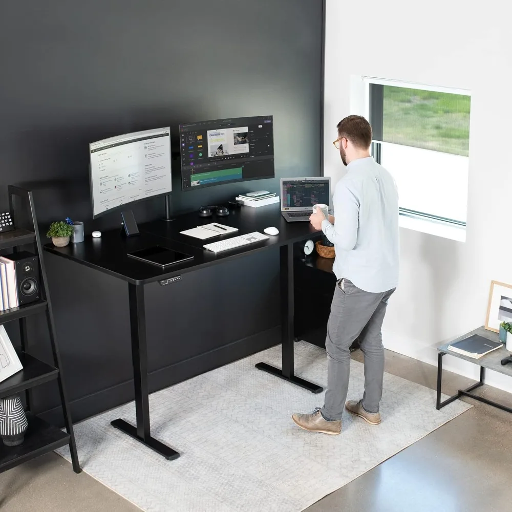 Standing Desk Workstation 71 x 30 inch, Memory Controller Height Adjustment, 1B Series, Black Top Black Frame