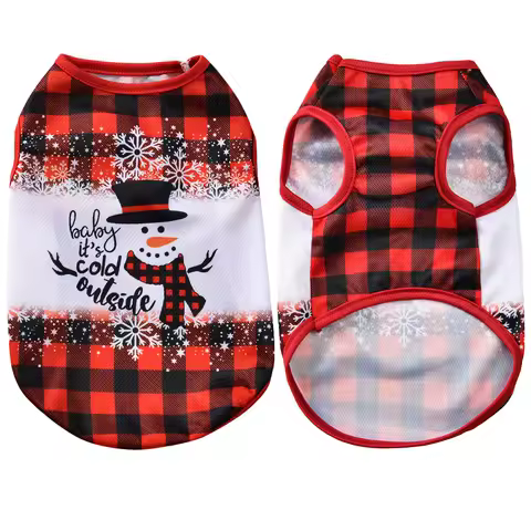 Christmas Deer Print Dog Clothes For Small Medium Dogs Cats Soft Breathable Puppy Vest Coat Yorkshire Chihuahua Pug Pet T-shirt