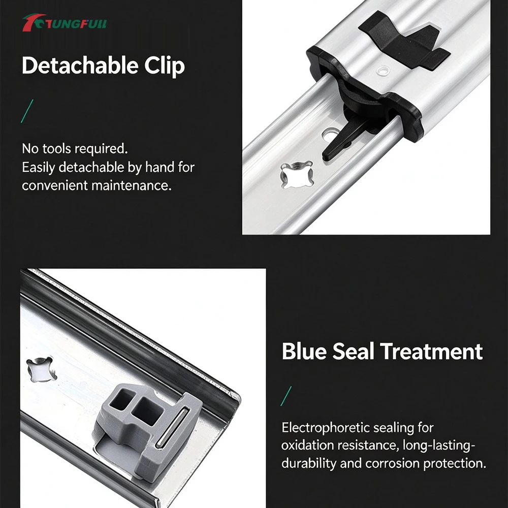 TUNGFULL Heavy Duty Drawer Slides 10-28 Inch 53mm Wide Full Extension Ball Bearing Side Mount Runners for Cabinet