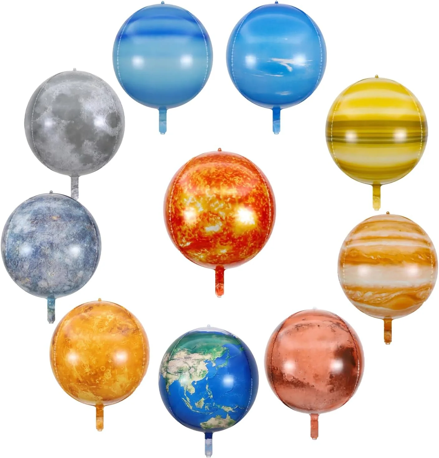 22inch 4D Galaxy Planet Round Foil Balloons Moon Earth Saturn Mars Balloon for Space Theme Birthday Party Baby Shower Decoration