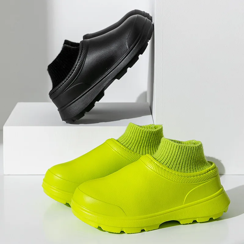 New Winter Warm Waterproof Slippers Unisex Outdoor Anti-Slip Plush Lined Thermal House Shoes Warm Non-Slip Work Booties for Home