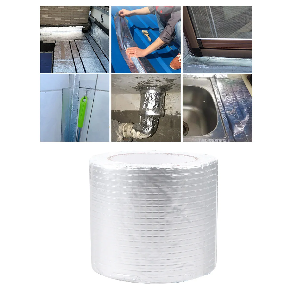 

Водонепроницаемая ремонтная лента из алюминиевого бутилкаучука 10 см x 10 м для герметизации кровли, труб и трубопроводов, для домашнего ремонта, серебристая