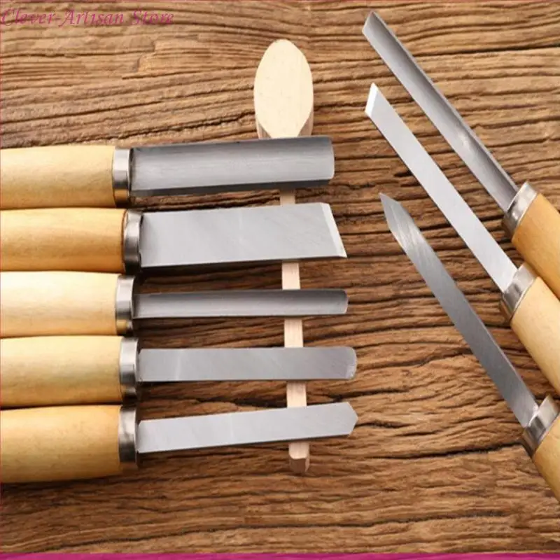 E06B 8PCS Gỗ Khắc dao Ledit Đặt công cụ Turn Woods Woodwork Gouge Skew chia tay Spear