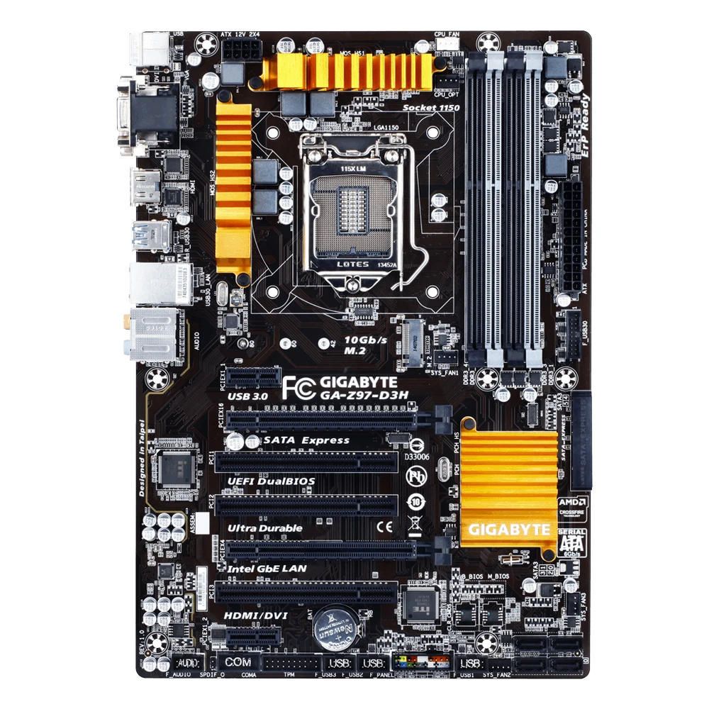 Imagem -02 - Gigabyte-placa-mãe Ga-z97-d3h Lga 1150 Intel Z97 Hdmi Sata gb s Usb 3.0 Atx Intel