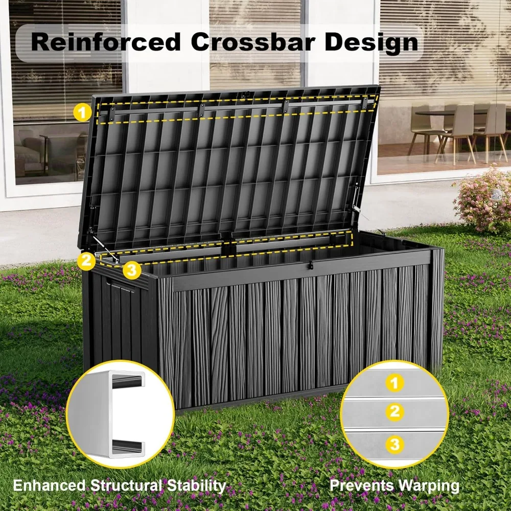 

120 gallon outdoor waterproof storage box - terrace furniture outdoor deck box, garden tools, mats, swimming pool accessories
