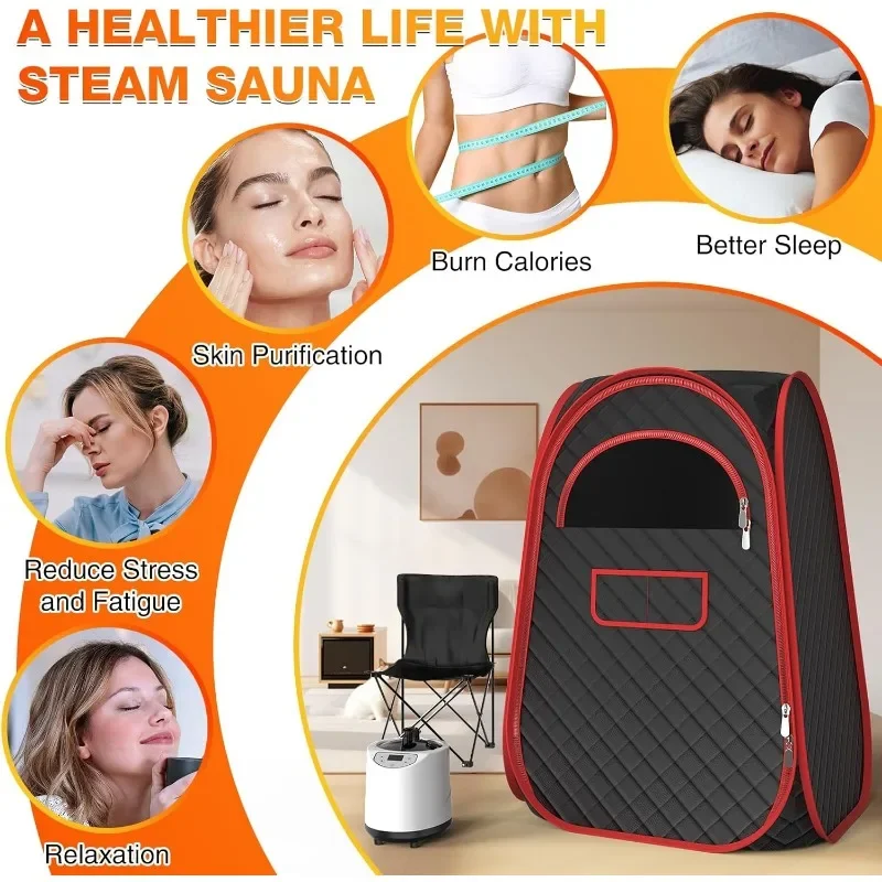 Portable Sauna Box - Full Body Steam Sauna, Portable Sauna for Home with 2.6 L 110V Steamer, Remote Control, Easy to Carry