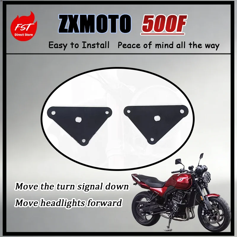 For ZXMOTO 500F Headlight Forward Relocation Bracket Turn Signal Lower Mount High Strength Anti-Rust Polished Finish
