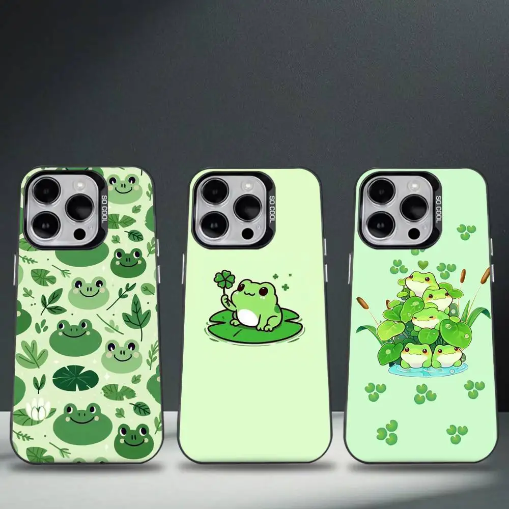 

Cartoon Frog mushroom Phone Case For iPhone 17,16,15,14,13,12,11,Pro,Max,Plus,E,Air,Mini Black Tpu Cover