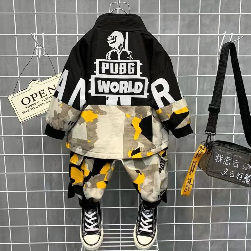 2024 Boys Babys Sets Fashion Jacket Letter Boy Clothing Suit Teenager Children Korean Coats Tops + Pants Cotton 2 3 6 8 10 year