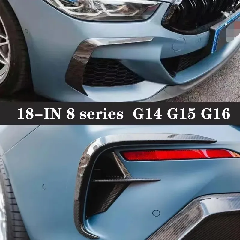 

For BMW 8 Serie G14 G15 G16 830 840 Dry Carbon Fiber Car Front Bumper Wind knife Splitter Spoiler Canard Air Knife Surround Trim