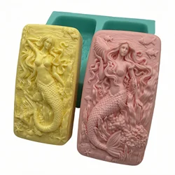 One Couple Mermaids Silicone Soap Molds,Aroma Plaster Resin Decorations Mold, Mermaid Silicone Mould for Candle Wax,Cake Baking
